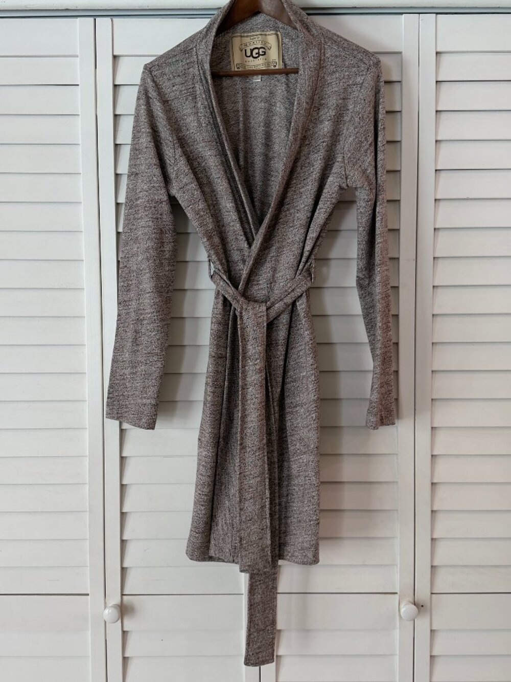 UGG AUSTRALIA Marled Cotton Blend Sash Belt Long Sleeve Cardigan Robe - Size M